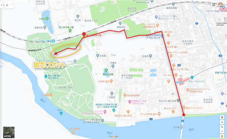 竹林の小径徒歩経路